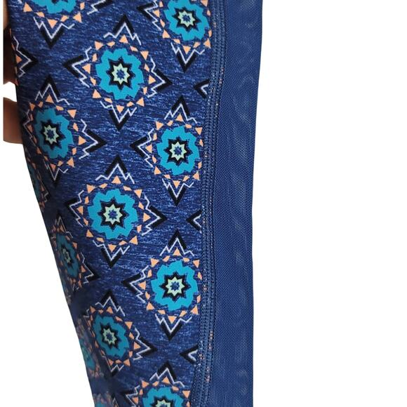 Lorna Jane Blue Design Side Athletic Athleisure HIking Casual Women's Leggings S - Picture 2 of 4